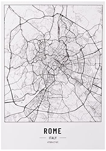2 x Stadtplan Poster A3 Schwarz Weiß | 250 Gramm Papier | Bilder für Wohn- und Schlafzimmer | Sehr viele Stadtmotive | Ideale Geschenkidee | Ohne Rahmen | Poster Rome Amsterdam von Cool Factory