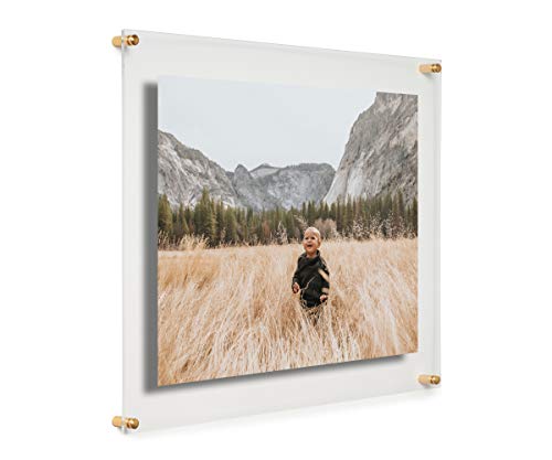 Cool Modern Frames COOLMODERNFRAMES 40,6 x 50,8 cm transparenter schwebender Doppel-Panel Acryl-Bilderrahmen, goldene Hardware zum Verwandeln und Präsentieren von Kunst und Fotos von Cool Modern Frames