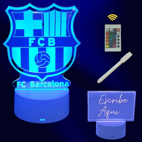 Cool&Cute Lampe FC Barcelona 2 Lampenschirme und 16 Lichtfarben, LED-Tischleuchte FC Barcelona+glatter Bildschirm zum Schreiben, Fernbedienung, Ladegerät und magischer Stift. Fußball von Cool&Cute