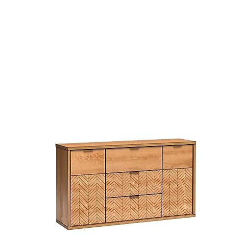 Cool24 FONTI Kommode - Kommode mit Schubladen - Schubladenschrank - Wohnzimmerschrank - Kommode Holz - Sideboard Wohnzimmer - Karamell Möbel mit Fischgrätenmuster - 158 x 40 cm von Cool24