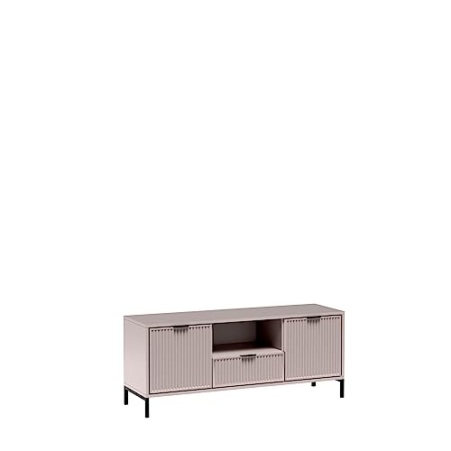 Cool24 LINKaSTYLE TV Schrank 135x40x55cm - Modern Wohnzimmer Möbel - Fernsehtisch für Schlafzimmer und Wohnzimmer - Fernsehschrank - TV Board - TV Tisch Holz - Cashmere von Cool24