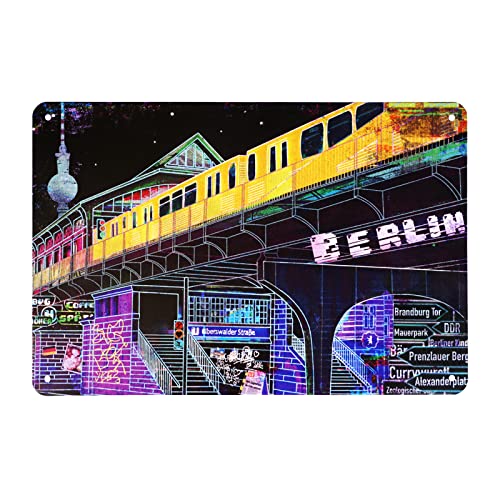 CoolChange Berlin Blechschild | Hauptstadt Metallschild | 30 x 20 cm | Neo Berlin von CoolChange