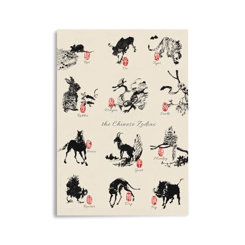 CoolChange Chinesische Tierkreiszeichen Wandbild | Poster auf Hartschaumplatte | 42x30cm von CoolChange