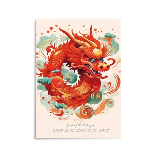 CoolChange Chinesisches Neujahr Wandbild 2024 | Jahr des Drachen Poster auf Hartschaumplatte | 42x30cm von CoolChange