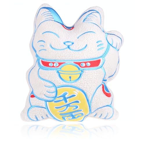 CoolChange Glückskatzen Kuschel Kissen | Maneki Neko Sofakissen | Winkekatze Dekokissen | 38x45cm von CoolChange