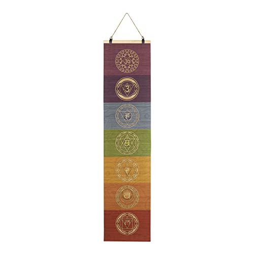 CoolChange Hochwertiges Rollbild mit buddhistischen Chakren aus Bambus | Yoga Kakemono | Meditations Poster | 130x30cm | Inkl. Haken von CoolChange