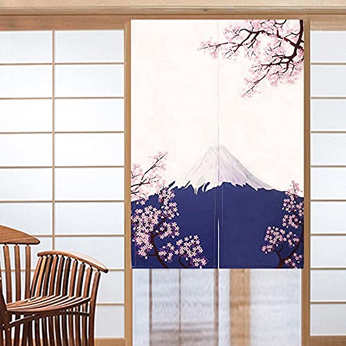 CoolChange Japanischer Türvorhang | 80x130cm | Inkl. Spannstange | Tür Noren aus Stoff | Motiv: Berg Fuji von CoolChange