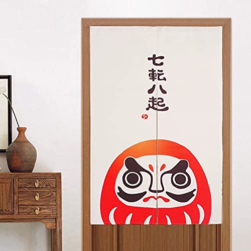 CoolChange Japanischer Türvorhang | 80x130cm | Inkl. Spannstange | Tür Noren aus Stoff | Motiv: Daruma von CoolChange