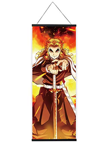 CoolChange Kimetsu no Yaiba Rollbild aus Stoff | Kakemono 105x40cm | Demon Slayer Wandbild | Motiv: Kyojuro Rengoku von CoolChange