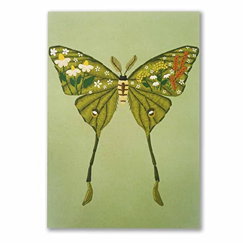 CoolChange Schmetterling Wandbild im Stickerei Stil | Natur Poster auf Hartschaumplatte 42x30cm | Grün von CoolChange