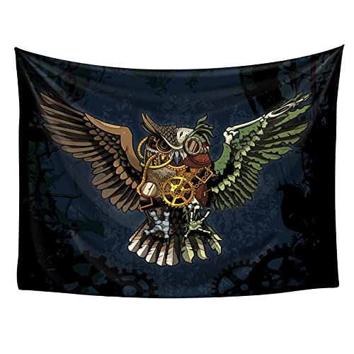 CoolChange Steampunk Wandteppich | 200 x 145 cm | Wandbehang mit mechanischer Eule | Fantasy Tapisserie | Inkl. Befestigungsmaterial | Schwarz von CoolChange