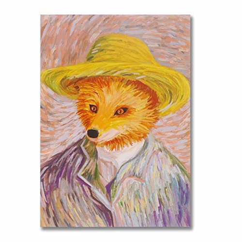 CoolChange Wandbild mit Fuchs im Vincent van Gogh Stil | Impressionismus Poster auf Hartschaumplatte 42x30cm von CoolChange