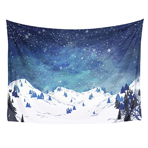 CoolChange Winterlandschaft Wandteppich | 145x130cm | Wandbehang mit Schneelandschaft Motiv | Winterhimmel Tapisserie | Inkl. Befestigungsmaterial | Blau von CoolChange