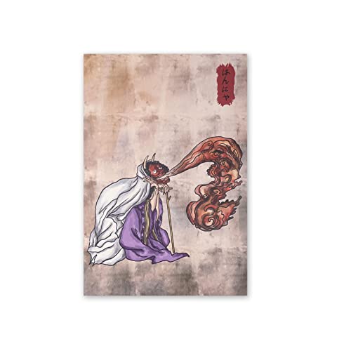 CoolChange Wandbild im japanischem Stil auf Hartschaumplatte | Poster 30x42cm | Nachtparade der 100 Dämonen | Motiv: Hannya von CoolChange