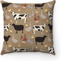 Modernes Bauernhaus Dekokissen - Bauernhof Tiere Kissen - Schwein, Hahn, Gans, Pferd, Kuh, Lamm, Schaf, Henne, Küken Kissen Für Kinder, Wohnzimmer von CoolDesignGiftsStore