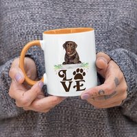 Chocolate Lab Tasse - Love Chocolate Lab Paw Print Tasse Labrador Kaffeetasse 21Oz Weiße Keramik von CoolDesignLovers
