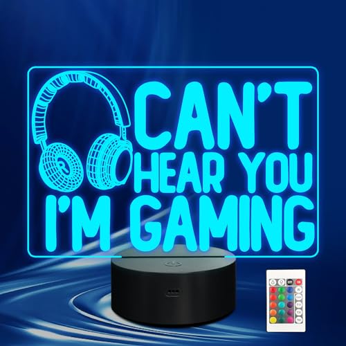 CoolGift Mart 3D Gaming Nachtlicht mit Headset-Grafik - 16-Farben-Touch & Fernsteuerung. Perfektes witziges Geschenk für Männer, Gamer, Teenager & Kinder (12+), die Videospiele & Humor lieben von CoolGift Mart