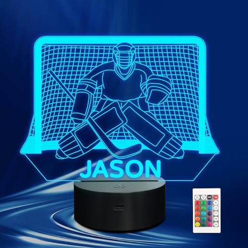 CoolGift Mart Maßgeschneidertes Eishockey-Nachtlicht, 3D-LED-Optische Illusionslampe mit Fernbedienung und Timer, perfekte Weihnachts- und Geburtstagsgeschenkidee für Jungen, Kinder und Teenager CoolGift Mart Maßgeschneidertes Eishockey-Nachtlicht, 3D-LED-Optische Illusionslampe mit Fernbedienung und Timer, perfekte Weihnachts- und Geburtstagsgeschenkidee für Jungen, Kinder und Teenager von CoolGift Mart