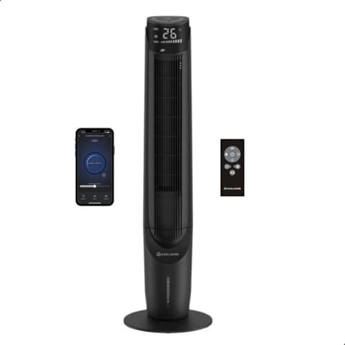 CoolHome AC2208 Aircooler - Leiser Turmventilator mit Wasserkühlung - Standventilator mit App, Fernbedienung - Luftkühler leise mit LED-Display – Fan with Water Cooling - 107cm - Schwarz CoolHome AC2208 Aircooler - Leiser Turmventilator mit Wasserkühlung - Standventilator mit App, Fernbedienung - Luftkühler leise mit LED-Display – Fan with Water Cooling - 107cm - Schwarz von CoolHome
