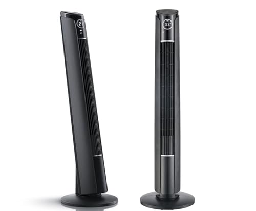 CoolHome CF2203 Design Ventilator - Turmventilator - Fernbedienung und Timer - Luftreiniger - Dimmbarer LED Bildschirm - Lüfter Standfuß - Schwarz von CoolHome