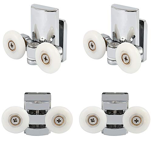 CoolMarteu Duschtürrollen 23mm Duschkabine Doppelte Rollen Duschtür Schiebetür Rollen Ersatzteile, Set von 4 von CoolMarteu