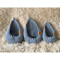 3Er Set Hängekorb Häkelkorb Korb Utensilo Raw Denim Blau 3Er Set Hängekorb Häkelkorb Korb Utensilo Raw Denim Blau von CoolSews