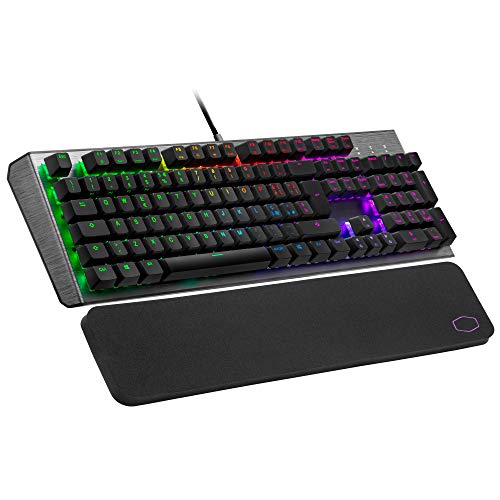 Cooler Master CK550 V2 Mechanische Gaming-Tastatur, kabelgebundene Tastatur mit RGB-Hintergrundbeleuchtung & Handballenauflage, On-the-Fly-Steuerung - IT Layout / rote TTC-Schalter von Cooler Master