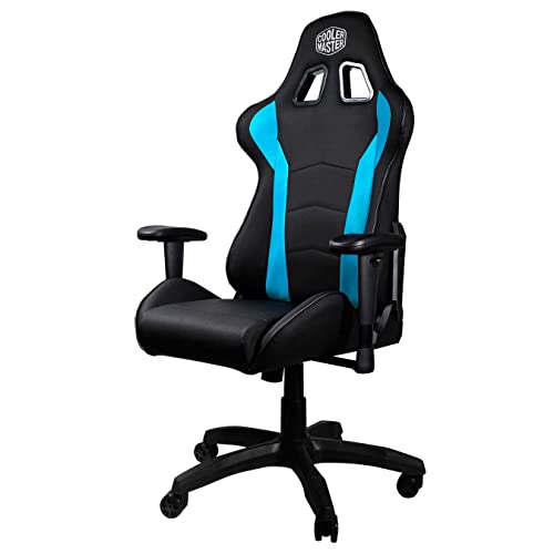 Cooler Master Caliber R1 Ergonomischer Gamingstuhl, Bürostuhl mit einstellbarer Armlehne, Lenden- und Nackenkissen, atmungsaktives Kunstleder, bis zu 150 kg Belastbarkeit - Blau/Schwarz von Cooler Master