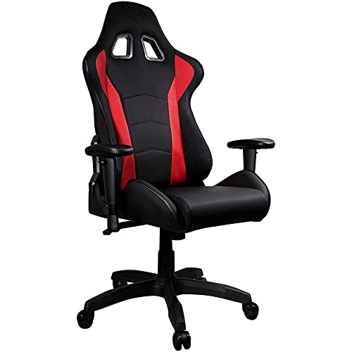 Cooler Master Caliber R1 Ergonomischer Gamingstuhl, Bürostuhl mit einstellbarer Armlehne, Lenden- und Nackenkissen, atmungsaktives Kunstleder, bis zu 150 kg Belastbarkeit - Rot/Schwarz von Cooler Master