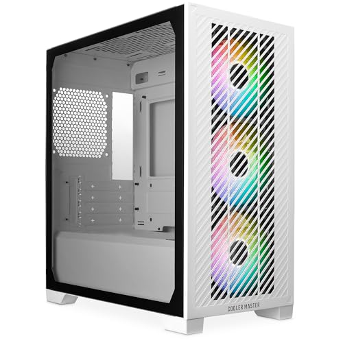 Cooler Master Elite 301 weiß – Mini-Tower (Micro-ATX, ITX), 3 x 120 mm ARGB-Ansauglüfter (1200 U/min), unterstützt bis zu 280 mm Kühler oder 365 mm GPU, belüftete Netzteilabdeckung, USB 3.2 Gen1 Typ-C von Cooler Master