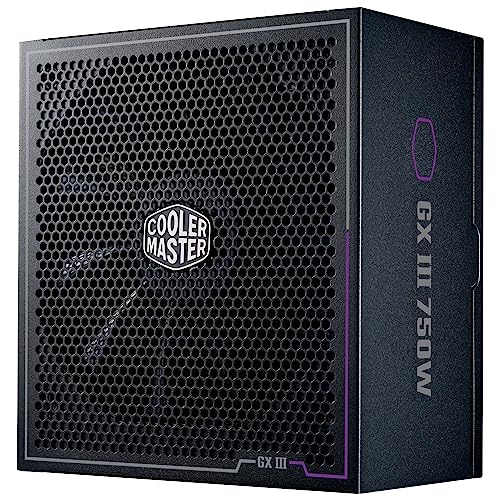 Cooler Master GX III Gold 750 Netzteil – 750 Watt PC-Netzteil, 80 Plus Gold, ATX 3.0-Unterstützung, +90% Effizienz, hohe Temperaturschwelle, 135 mm HDB-Lüfter, Null-RPM-Modus, vollständig modular von Cooler Master