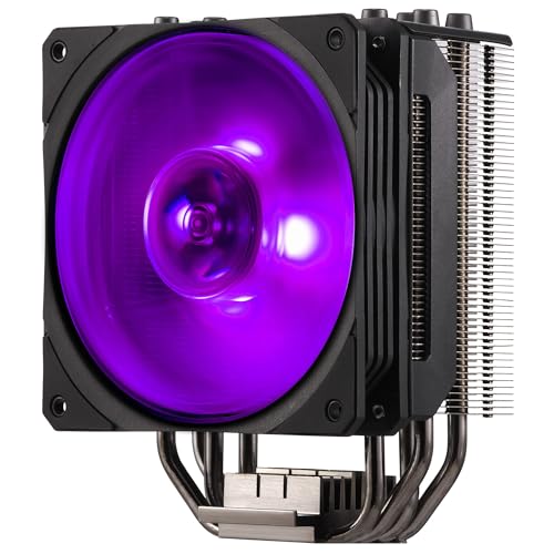 Cooler Master Hyper 212 RGB Black Edition CPU Kühler mit LGA1700 Halterung, 4 Direktkontakt-Heatpipes mit Lamellen, SF120R RGB-Lüfter, Prozessorlüfter mit optionaler Push-Pull-Lüfterkonfiguration von Cooler Master