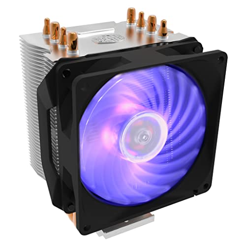 Cooler Master Hyper H410R RGB CPU-Luftkühler - Low-Profile-Kühlsystem, Direktkontakt-Technologie, 4 Kupfer-Heatpipes, Kompakter Aluminium-Kühlkörper mit 92-mm-RGB-PWM-Lüfter - AMD und Intel kompatibel Cooler Master Hyper H410R RGB CPU-Luftkühler - Low-Profile-Kühlsystem, Direktkontakt-Technologie, 4 Kupfer-Heatpipes, Kompakter Aluminium-Kühlkörper mit 92-mm-RGB-PWM-Lüfter - AMD und Intel kompatibel von Cooler Master