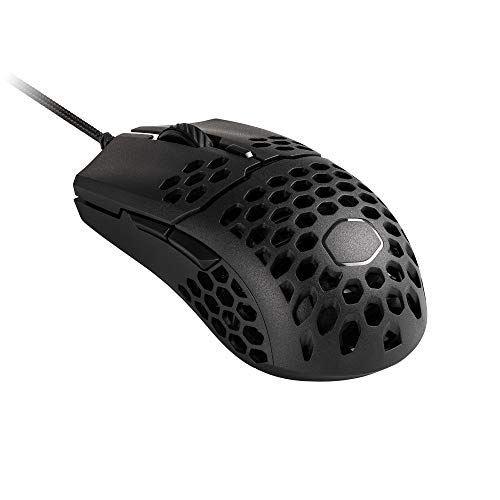 Cooler Master MM710 ultraleichte 53g Gaming-Maus mit Kabel, Computer-Maus mit Pixart-Sensor (16000 DPI), Omron-Schalter (20 Millionen Klicks), PTFE-Gleitfüße, beidhändige Wabenschale - Matt-Schwarz von Cooler Master