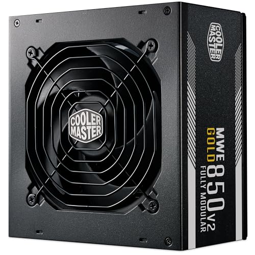 Cooler Master MWE Gold 850 V2 ATX 3.1 voll modulares Netzteil (britischer Stecker) Unterstützung ATX 3.1 80 PLUS Gold 850W PCIe 5.1 Kabel HDB 120 Lüfter von Cooler Master