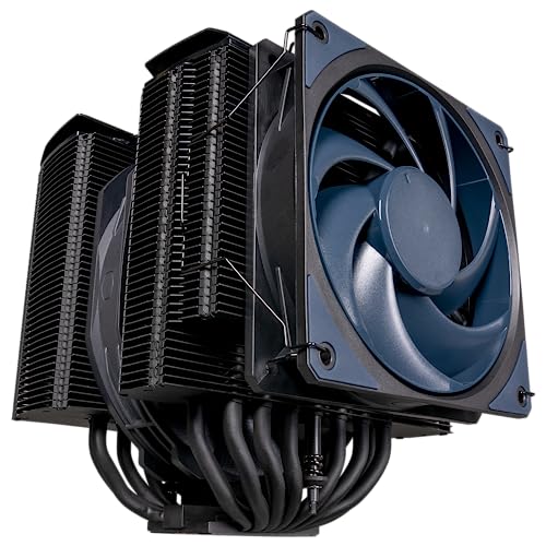 Cooler Master MasterAir MA824 Stealth Dual Tower CPU-Luftkühler, 8 Heatpipes, Dual Mobius 120|130mmLüfter, vernickelter Kupfersockel, AMD Ryzen AM5/AM4, Intel LGA1700/1200 (MAM-D8PN-318PK-R1) von Cooler Master