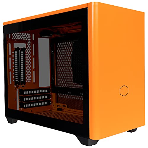 Cooler Master MasterBox NR200P Mini-ITX-PC-Gehäuse – Seitenteil aus gehärtetem Glas, hervorragende Kühloptionen, vertikales GPU-Display, werkzeuglose 360-Grad-Zugänglichkeit – Sunset Orange von Cooler Master