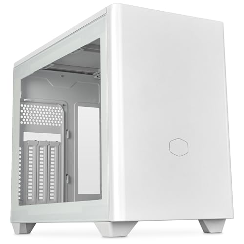 Cooler Master MasterBox NR200P V2 Mini-ITX-PC-Gehäuse weiß – Glasseitenwand, vertikales GPU-Layout, PCIe 4.0 x16 Riser-Kabel, werkzeugloser 360-Grad-Zugriff, 120 mm PWM-Lüfter, USB 3.2 Gen 2x2 Typ-C von Cooler Master