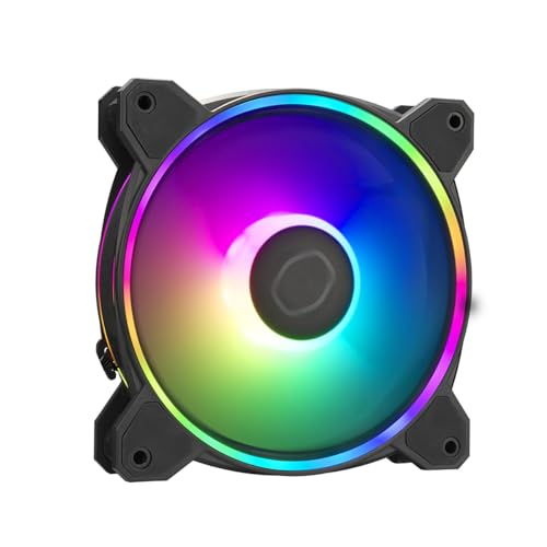 Cooler Master MasterFan MF120 Halo2 ARGB – 120mm Gehäuselüfter, adressierbare Dual-Ring-RGB-Beleuchtung, Rifle-Lager, vergrößerte Luftausgleichsblätter mit Stausensorschutz und verbesserter Treiber-IC von Cooler Master