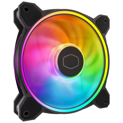 Cooler Master MasterFan MF140 Halo² Lüfter, Duo-Ring ARGB Gen 2 LED-Ringe, 120 mm 1600 U/min dynamisches PWM, Flüssigkeits- und Luftkühler (MFL-B4DN-16NP2), B4DN-16NP2) Lack von Cooler Master