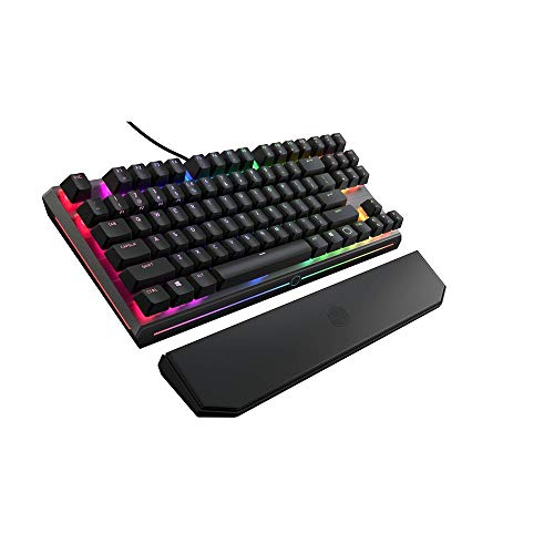 Cooler Master MasterKeys MK730 - Mechanische kompakte RGB Gaming-Tastatur ohne Nummernblock, Gehäuse aus gebürstetem Aluminium, abnehmbare magnetische Handballenauflage, deutsches Layout,Cherry MX Red von Cooler Master