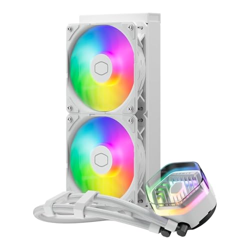 Cooler Master MasterLiquid Atmos 240 White CPU-Wasserkühler – AIO-Wasserkühlung, Doppelkammerpumpe, vorinstallierte Sickleflow 120 Edge-Lüfter, adressierbares Gen 2 RGB, LGA1700- & AM5 – Weiß Cooler Master MasterLiquid Atmos 240 White CPU-Wasserkühler – AIO-Wasserkühlung, Doppelkammerpumpe, vorinstallierte Sickleflow 120 Edge-Lüfter, adressierbares Gen 2 RGB, LGA1700- & AM5 – Weiß von Cooler Master