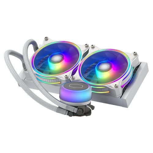 Cooler Master MasterLiquid ML240 Illusion White Edition Close-Loop AIO CPU-Flüssigkühler, Transluzente Dome, 240 Radiator, Dual MF120 Halo für AMD Ryzen/Intel 1200/1151 von Cooler Master