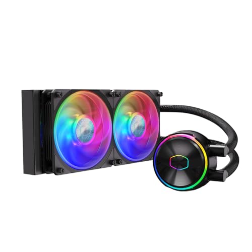 Cooler Master MasterLiquid PL240 Flux CPU-Kühler - AIO Wasserkühlung mit 2 x 120mm Lüfter, 240mm Kühler inkl. ARGB-Controller (2te Generation) - AMD- und Intel-kompatibel, für Desktop von Cooler Master