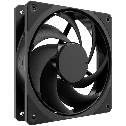 Cooler Master Mobius 120 Black Edition Gehäuselüfter - Ring Blade Design (PWM), extrem langlebiges Loop Dynamic Bearing (max. 63,1 CFM, 2,69 mmH2O, 22,6 dBA), abgeschrägter Air-Focus-Rahmen - Schwarz von Cooler Master