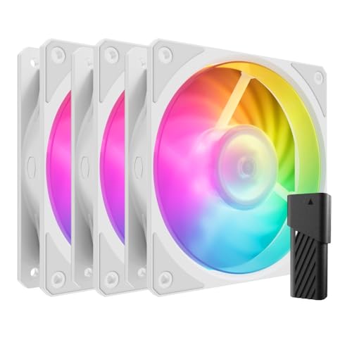 Cooler Master Mobius 120P ARGB White 3-Pack Fan Kit 120mm ARGB ARGB + AI Lüfter Mini LED Controller enthalten, PC-Gehäuse, PC-Lüfter Set, Weiß MFZ-M2DW-243P2-R1 von Cooler Master