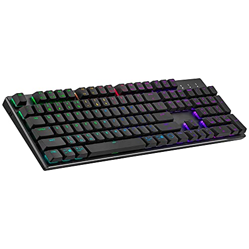 Cooler Master SK653 Kabellose mechanische Gaming-Tastatur (Full-Size) – Mit flachen schwebenden Tasten, Bluetooth/Kabel Hybrid, RGB-Beleuchtung, PC- und MacOS-kompatibel – US-Layout, Rote Schalter von Cooler Master