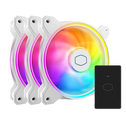 Cooler Master SickleFlow 120 V2 - ARGB weiße Edition 3-in-1-Set Gehäuselüfter inkl. Controller, ARGB-Lüfter mit durchscheinenden Lüfterblätter, 62 CFM, 2,5 mmH2O, 8 bis 27 dBA von Cooler Master