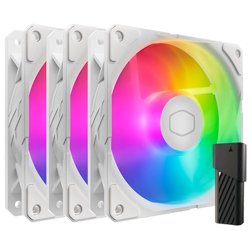 Cooler Master SickleFlow Edge 120 ARGB 3er-Pack – 3x120mm Lüfter (690–2500 U/min, PWM), hoher Luftstrom (70,7 CFM) & statischer Druck (3,61 mmH2O), ARGB Gen 2, LED-Controller, 32,8 dBA max. - Weiß von Cooler Master