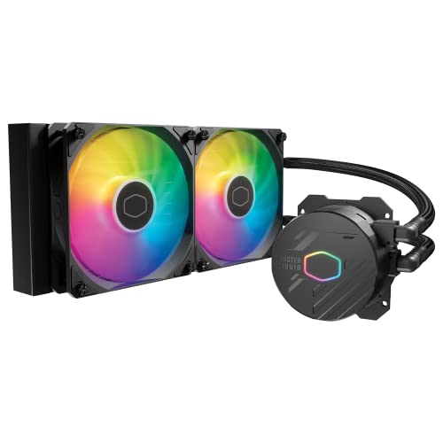 Cooler Master USA Liquid 240L Core 240mm Close-Loop AIO Liquid Cooler, ARGB Sync, Gen S Coldplate Pumpe, 120mm PWM, CryoFuze 14W/mK, AMD Ryzen AM5/AM4, Intel LGA 1700/1200 (MLW-D24M-A18PZ-R1), Schwarz von Cooler Master